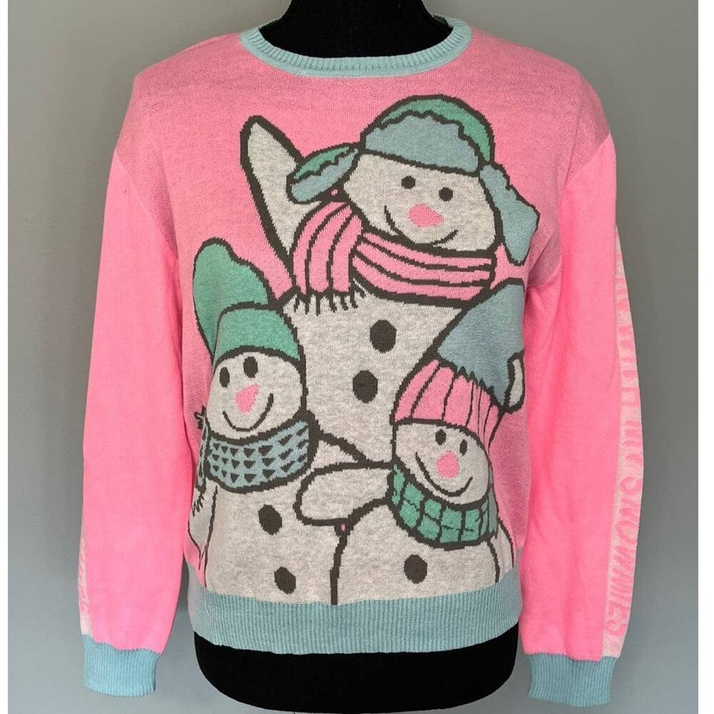 Chillin Snowmies Snowman Retro Winter Ugly Christmas Sweater Womens Jrs Medium